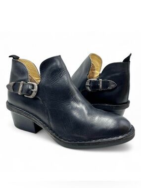 Fly London Dart Black Leather Booties Size 8.5